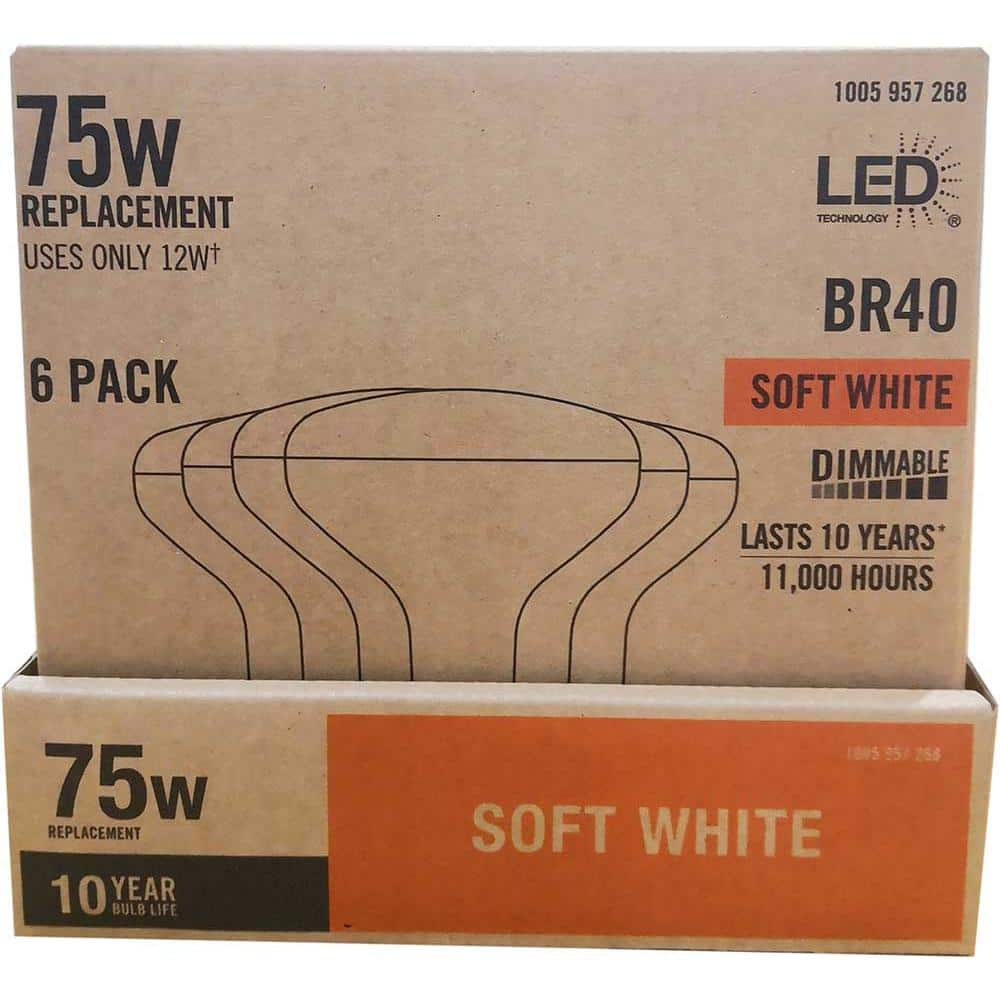 75-Watt Equivalent BR40 Dimmable LED Light Bulb Soft White (6-Pack)