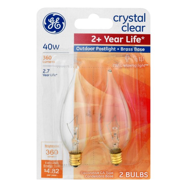 GE 76241 - 40CAC/LL/BB/CD2 CA10 Decor Light Bulb