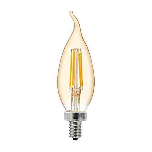 General Electric 4W (40W Equivalent) LED Decorative Light Bulb Amber Glass Warm Candle Light-2