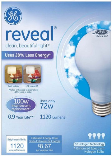 3 Pack - GE Lighting Reveal 72-Watt Light Bulb 4 ea