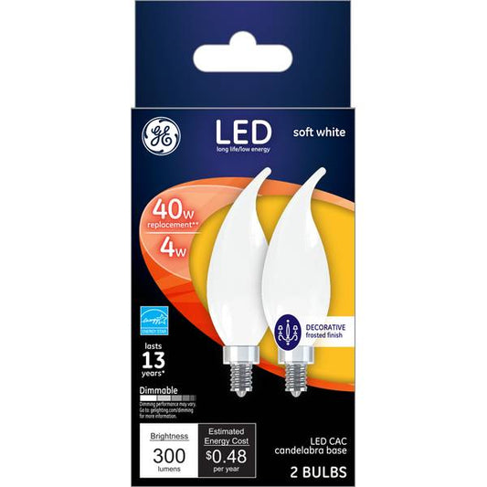 GE 37407 - LED4DFCAC-GW2P Candle Tip LED Light Bulb