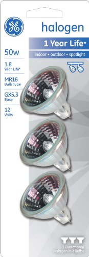 GE Lighting 85297 Halogen 50-watt 890-Lumen Spotlight Bulb with GX5.3 Base, 3-Pack