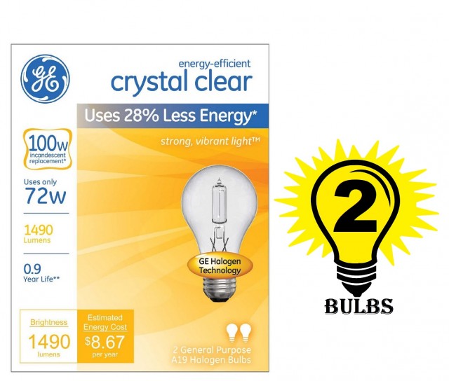 GE energy-efficient crystal clear 72 watt A19 2-pack