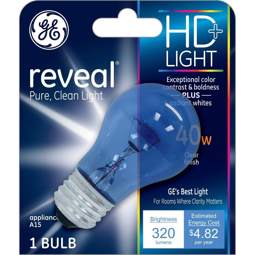 General Electric Reveal HD+ Light Bulb Appliance Bulb 40W Clear Finish Medium Base