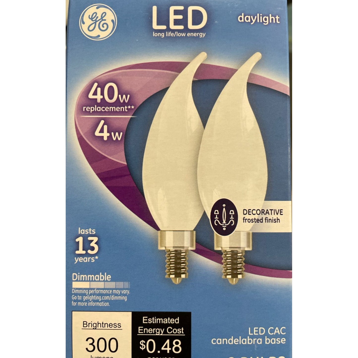 GE Led 40-Watt Cac Chandelier Light Bulb (2-Pack) - Soft White