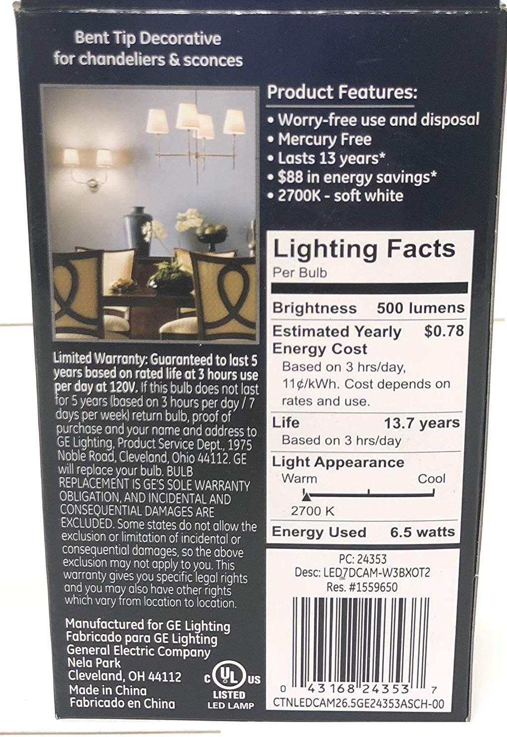 General Electric 2pk 60W LED Light bulb White