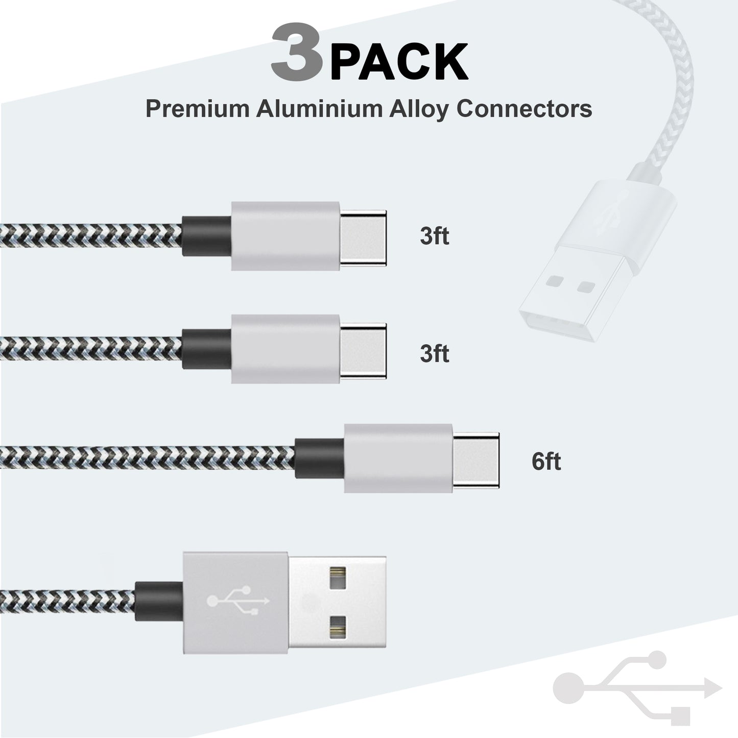 USB-C Cables, Grey.  90 Cables Total