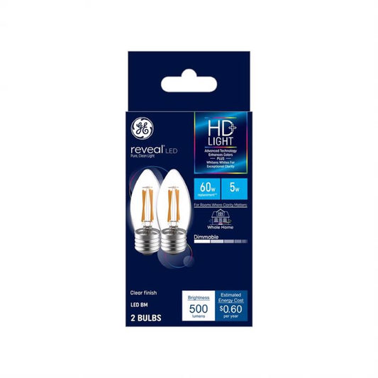 General Electric 2pk 5W (60W Equivalent) Reveal LED HD+ Decorative Light Bulbs Clear