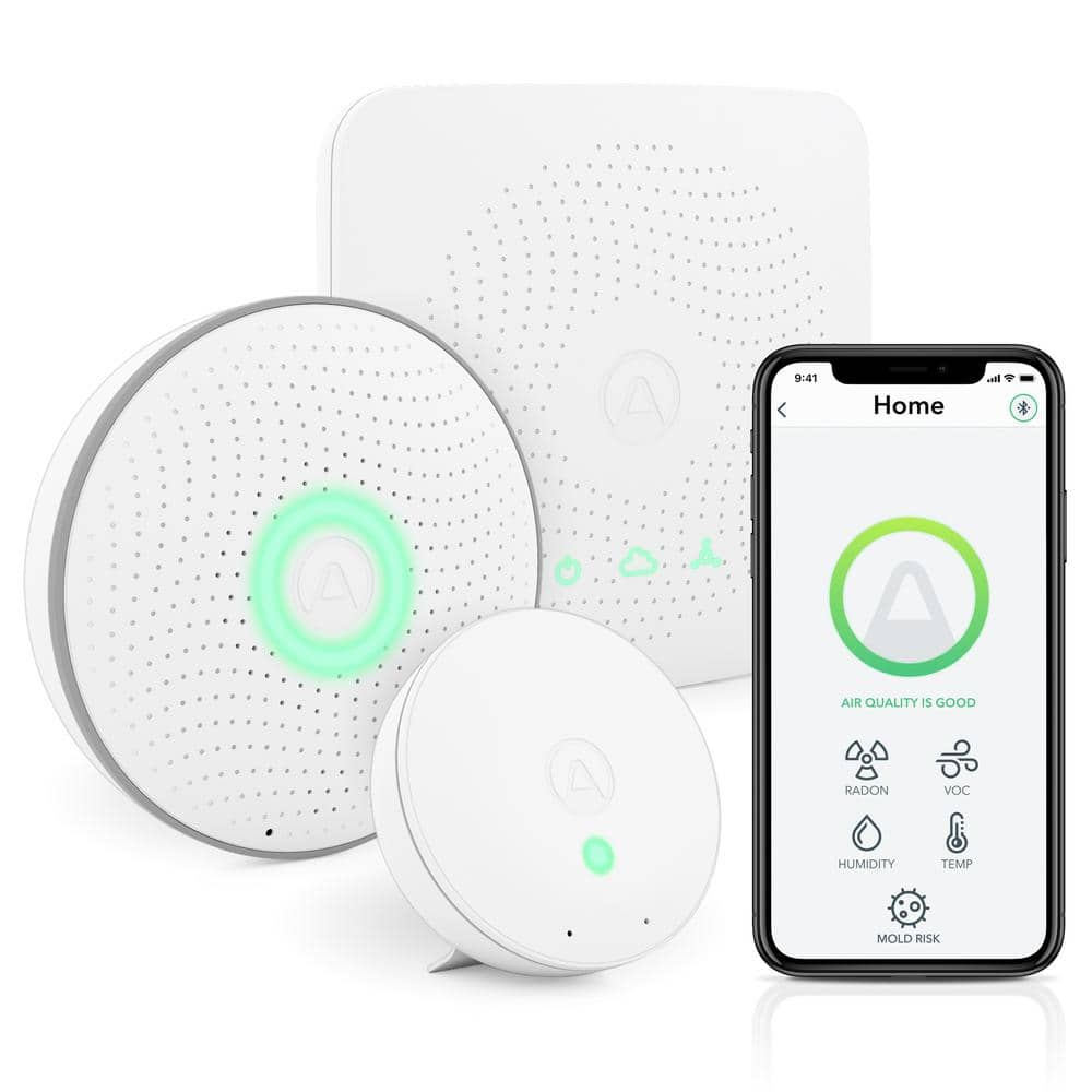 Airthings Whole Home Battery Operated Radon Detector and Indoor Air Quality Monitor Starter Kit