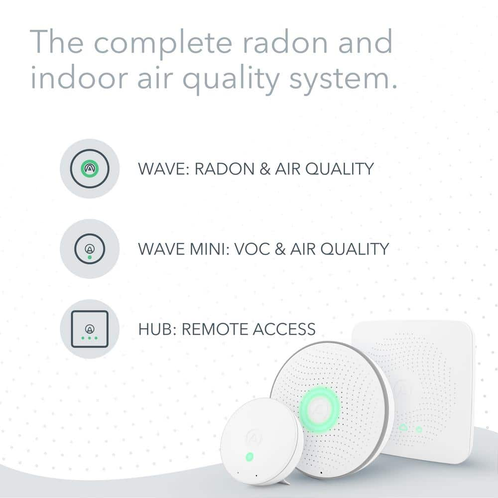 Airthings Whole Home Battery Operated Radon Detector and Indoor Air Quality Monitor Starter Kit