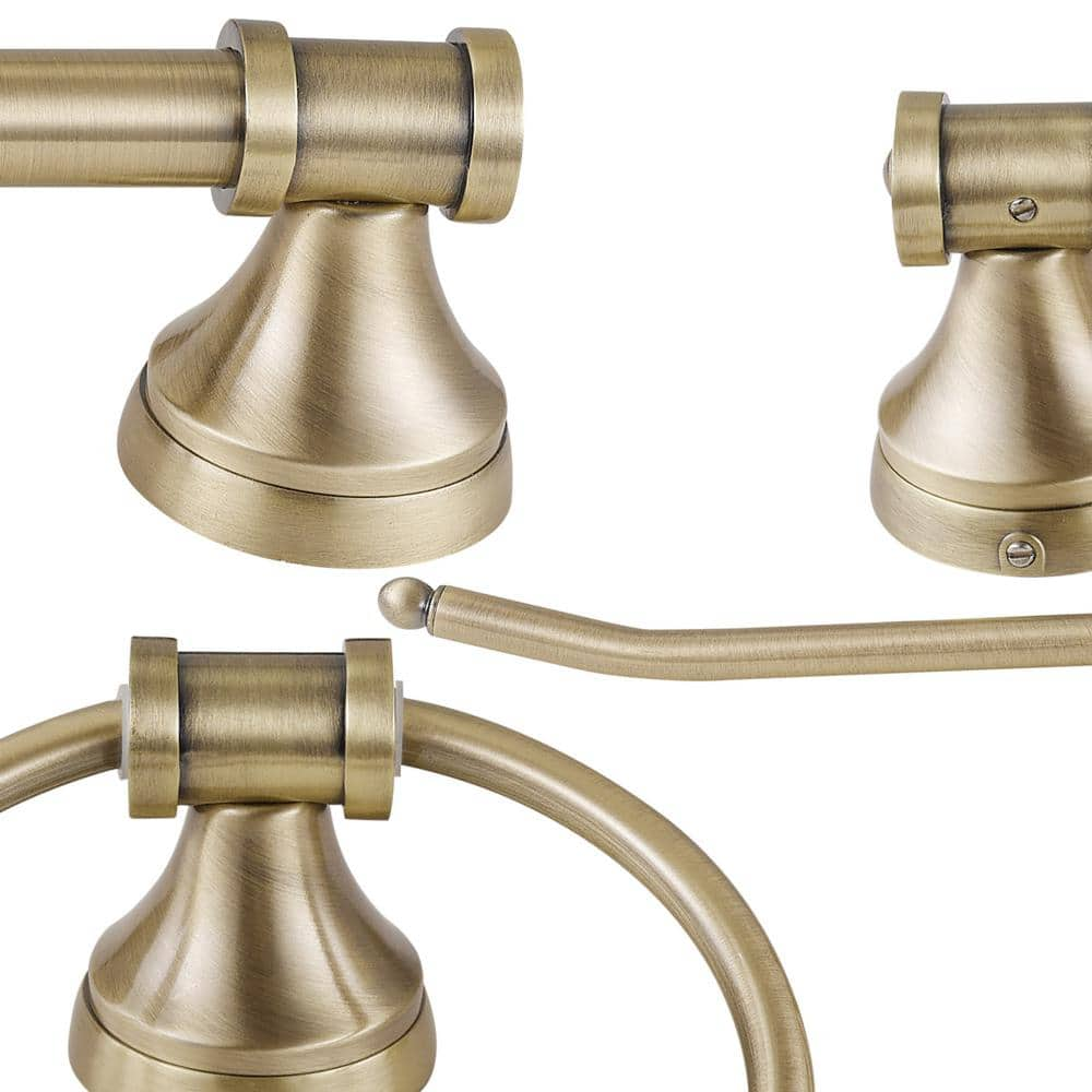 Globe Electric Parker 3-Light Antique Brass 5-Piece All-In-One Bath Vanity Light Set