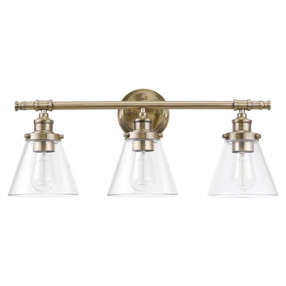 Globe Electric Parker 3-Light Antique Brass 5-Piece All-In-One Bath Vanity Light Set