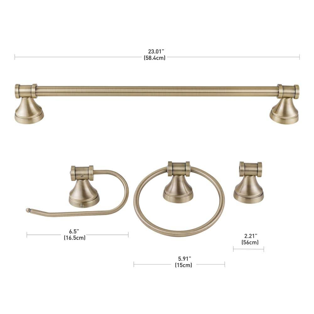 Globe Electric Parker 3-Light Antique Brass 5-Piece All-In-One Bath Vanity Light Set