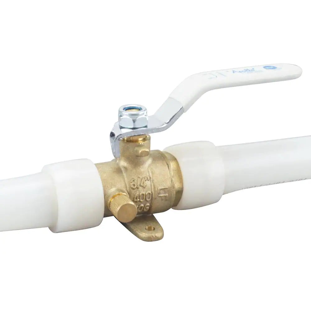 Apollo 3/4 in. Brass PEX-A Barb Ball Valve with Drain and Mounting Pad