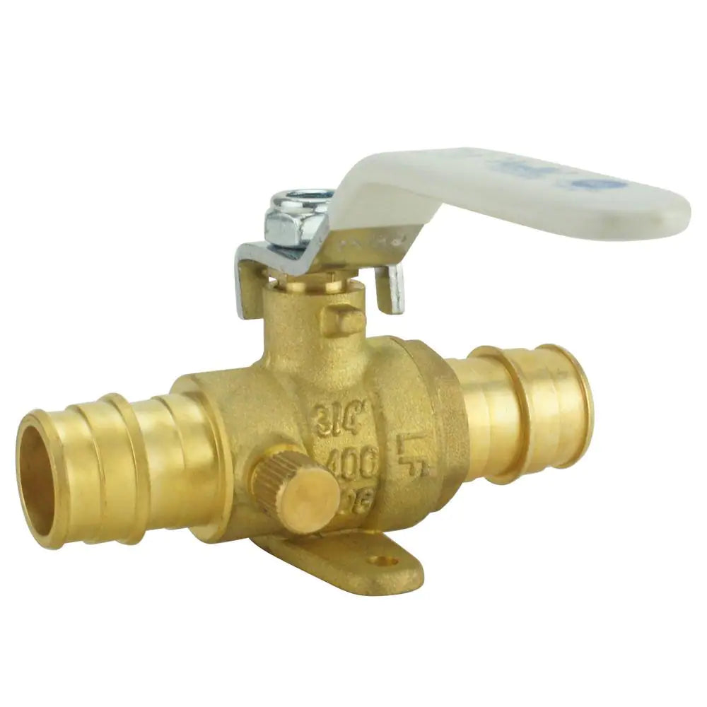 Apollo 3/4 in. Brass PEX-A Barb Ball Valve with Drain and Mounting Pad