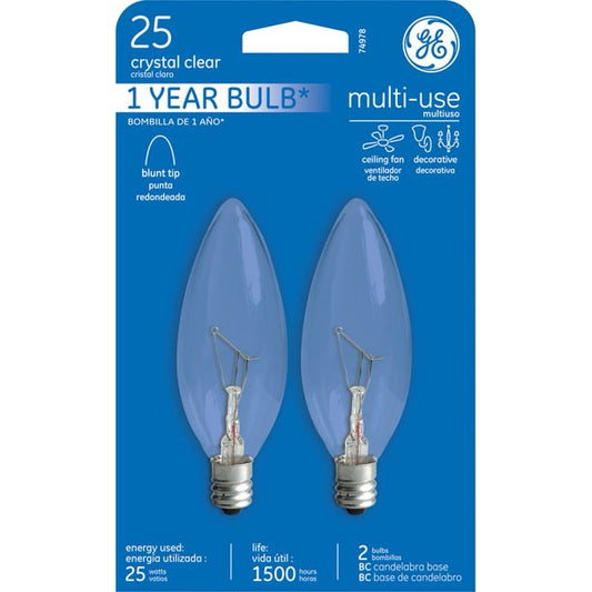 GE Lighting CLR Blunt Bulb, 25 Watt 2 ea