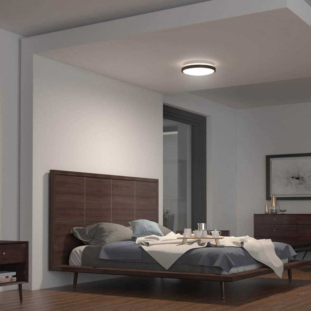 Artika Orion 12 in. 1-Light Black Modern Integrated LED Flush Mount Ceiling Light for Bedroom