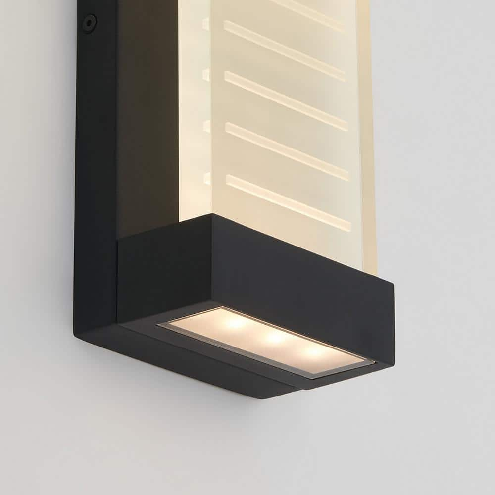 Artika Mizzler Black Modern Integrated LED Outdoor Garage and Porch Light Wall Lantern Sconce