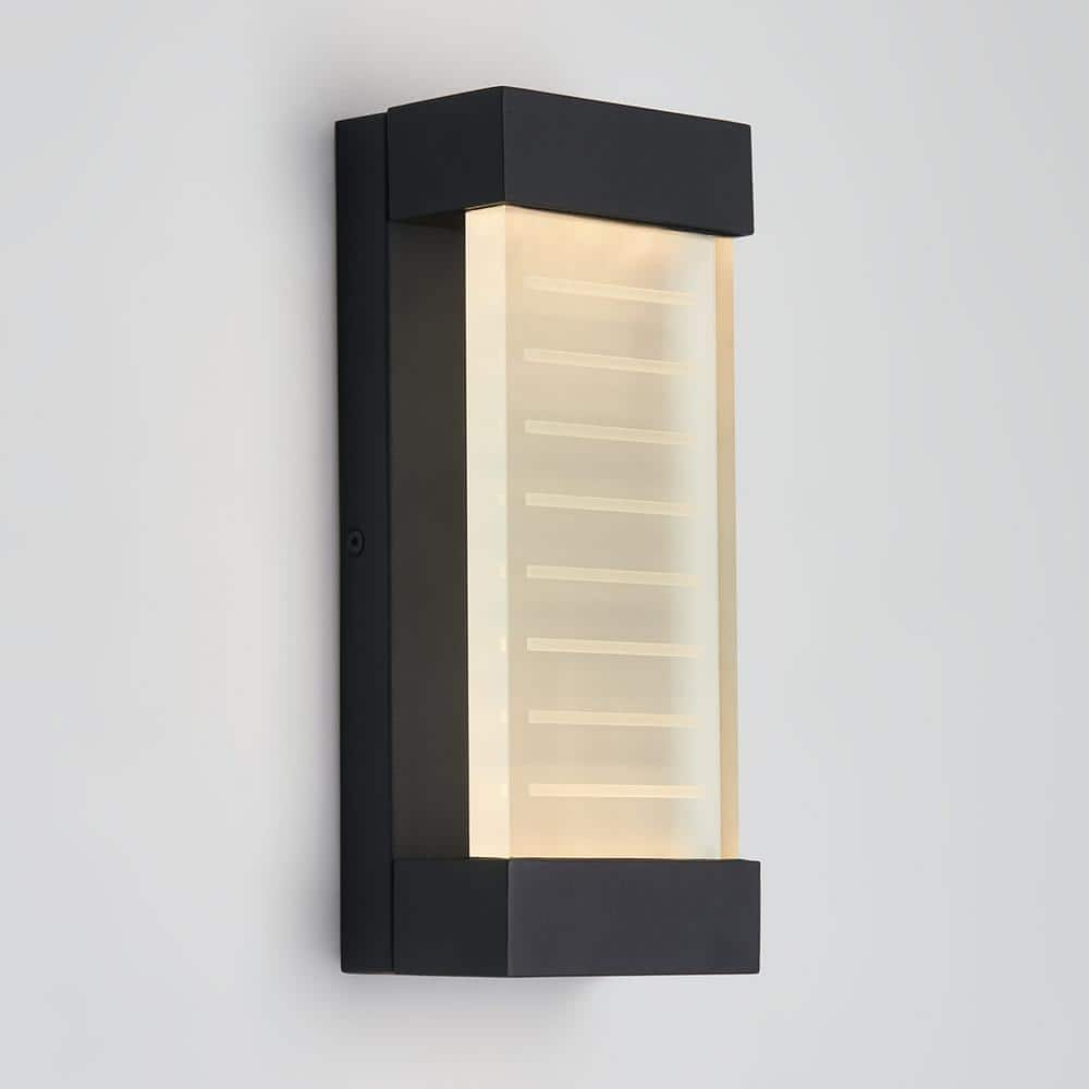 Artika Mizzler Black Modern Integrated LED Outdoor Garage and Porch Light Wall Lantern Sconce