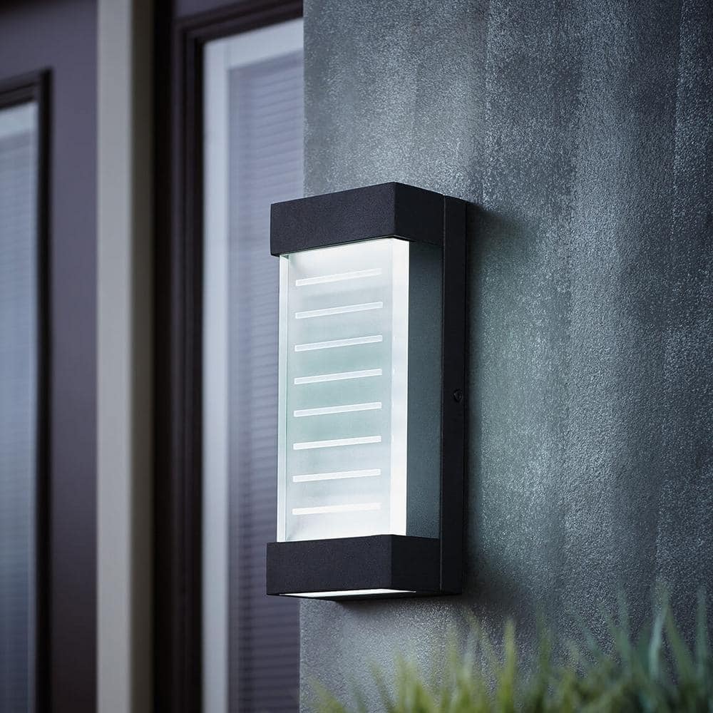 Artika Mizzler Black Modern Integrated LED Outdoor Garage and Porch Light Wall Lantern Sconce