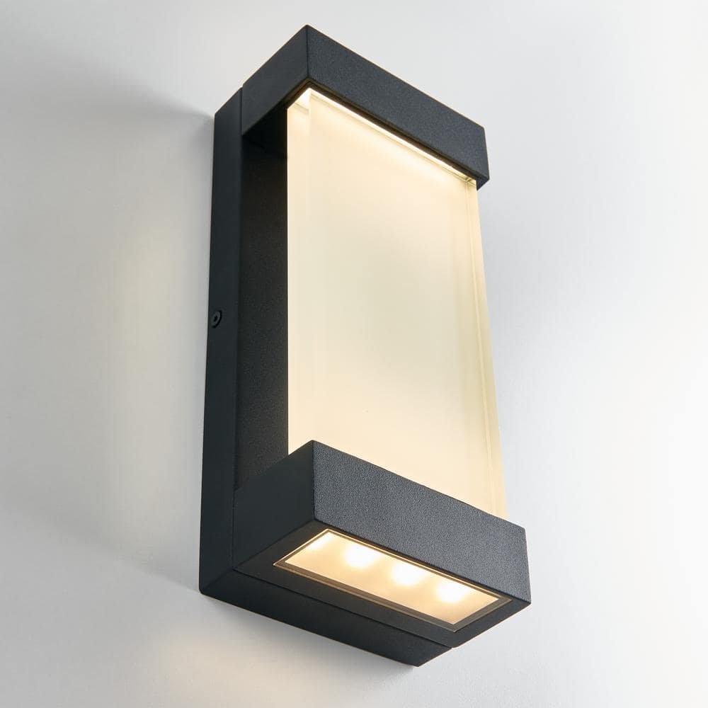 Artika Glacier 1-Light Black Modern LED Indoor/Outdoor Garage and Porch Light Wall Lantern Sconce