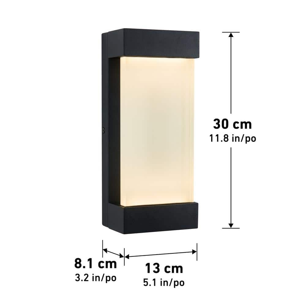 Artika Glacier 1-Light Black Modern LED Indoor/Outdoor Garage and Porch Light Wall Lantern Sconce