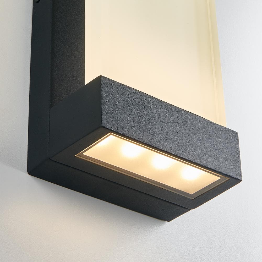 Artika Glacier 1-Light Black Modern LED Indoor/Outdoor Garage and Porch Light Wall Lantern Sconce