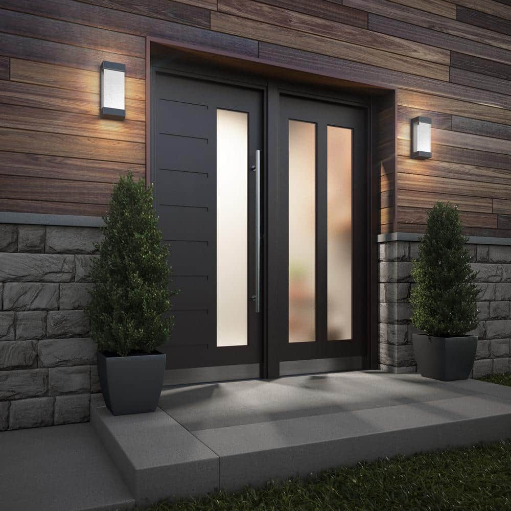 Artika Glacier 1-Light Black Modern LED Indoor/Outdoor Garage and Porch Light Wall Lantern Sconce