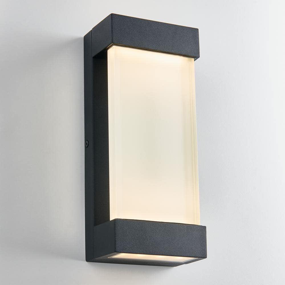 Artika Glacier 1-Light Black Modern LED Indoor/Outdoor Garage and Porch Light Wall Lantern Sconce