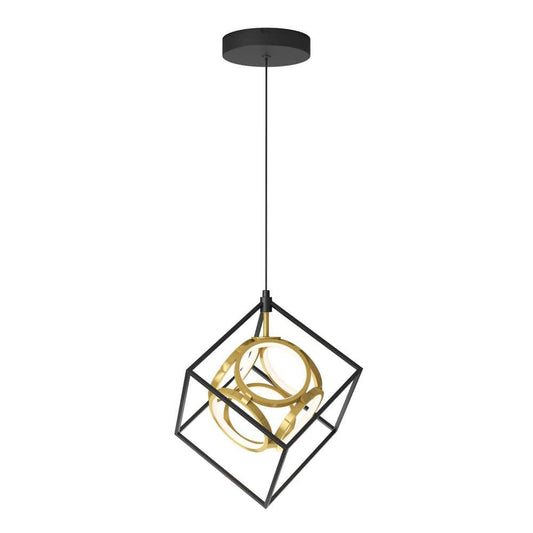 Artika Luxury 18-Watt Integrated LED Black Modern Industrial Caged Hanging Mini Pendant Light for Kitchen Island