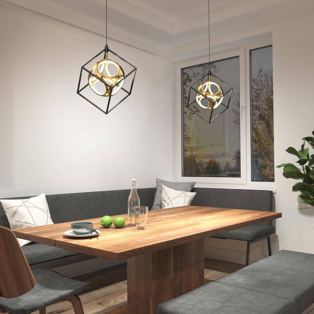 Artika Luxury 18-Watt Integrated LED Black Modern Industrial Caged Hanging Mini Pendant Light for Kitchen Island