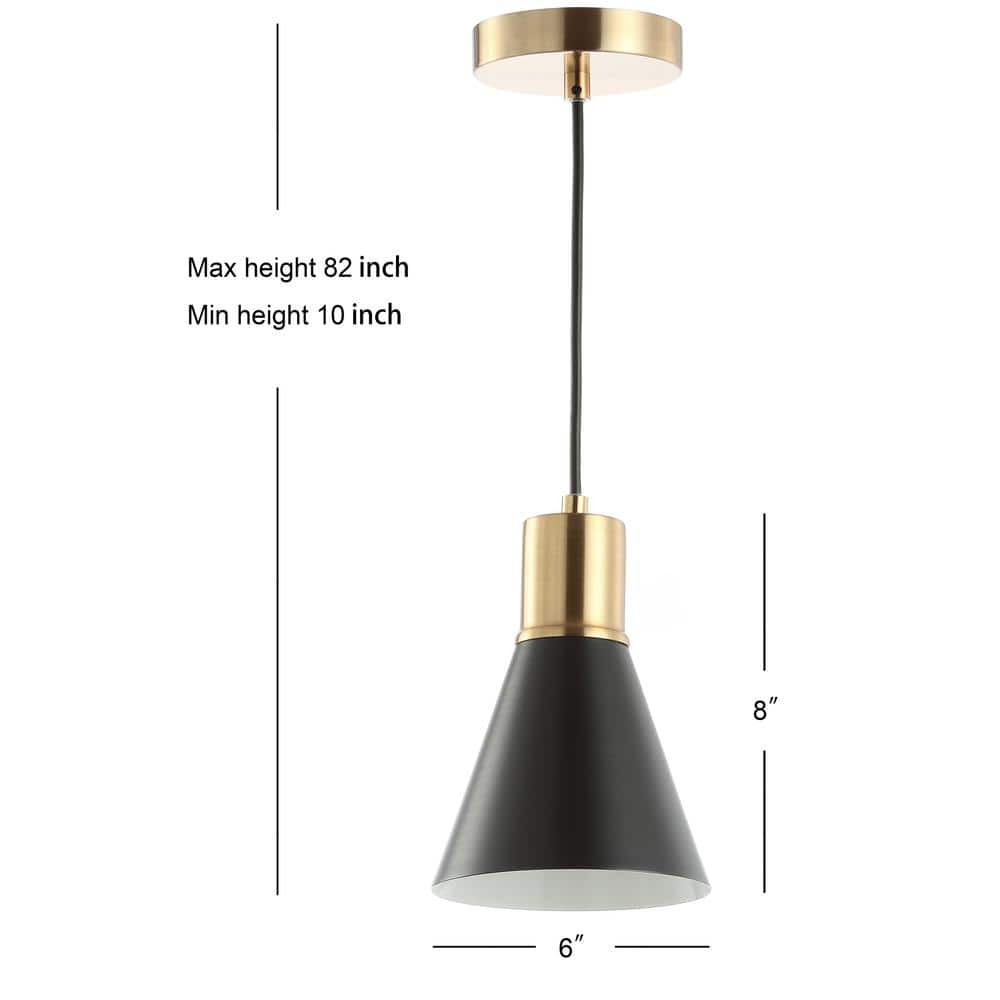 JONATHAN Y Apollo 6 in. 1-Light Black/Brass Gold Metal LED Pendant