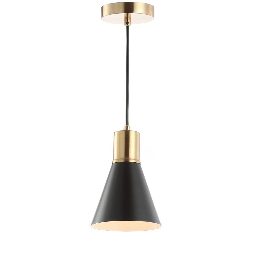 JONATHAN Y Apollo 6 in. 1-Light Black/Brass Gold Metal LED Pendant