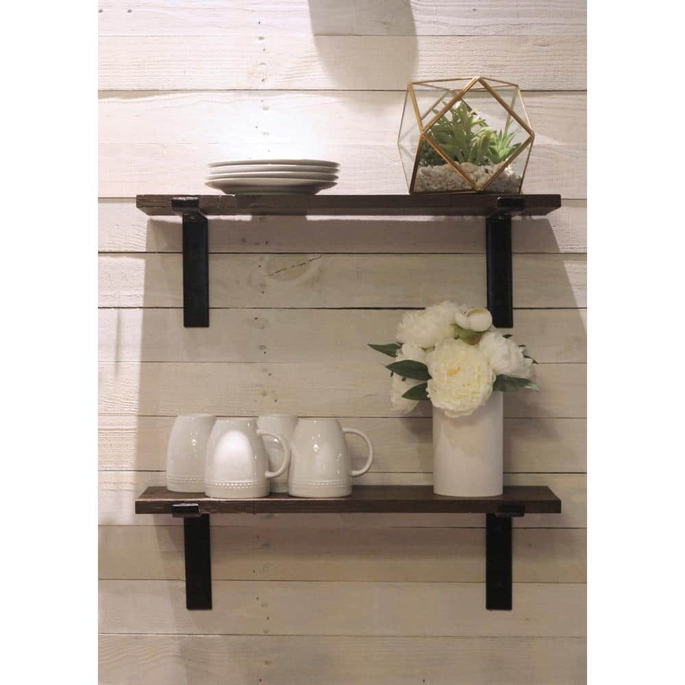 Crates & Pallet 6 in. Black Steel Shelf Bracket for Wood Shelving