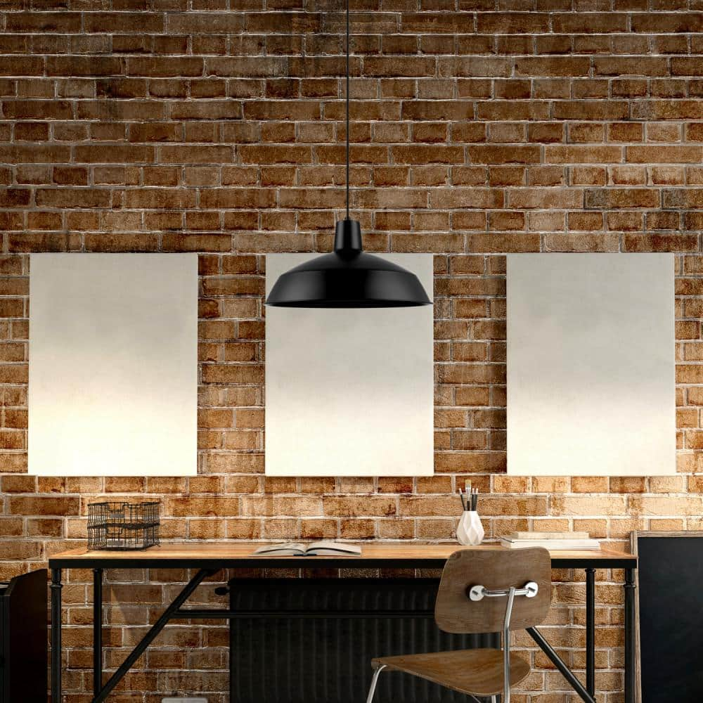 Globe Electric 1-Light Matte Black Barn Light Pendant