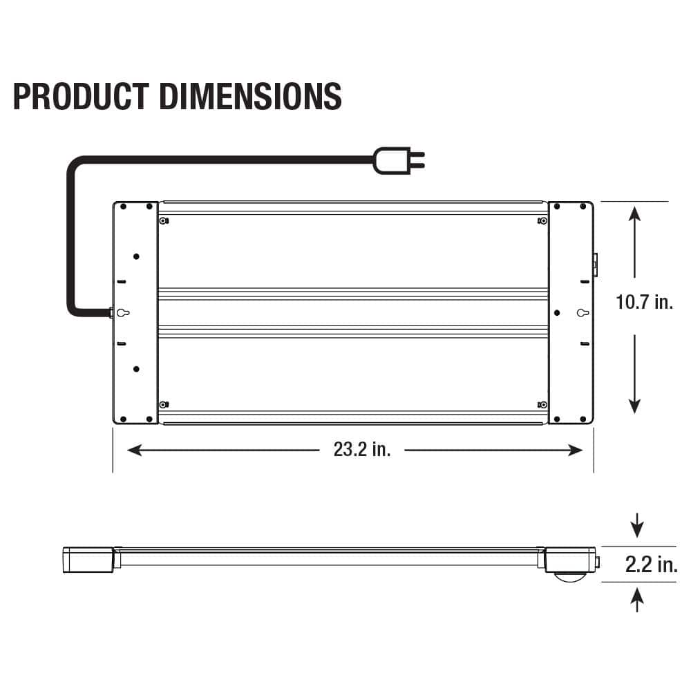 Commercial Electric 2 ft. 55 Watt Equivalent Integrated LED Black/Gray 4-Light Motion Control Garage Light, Bright White