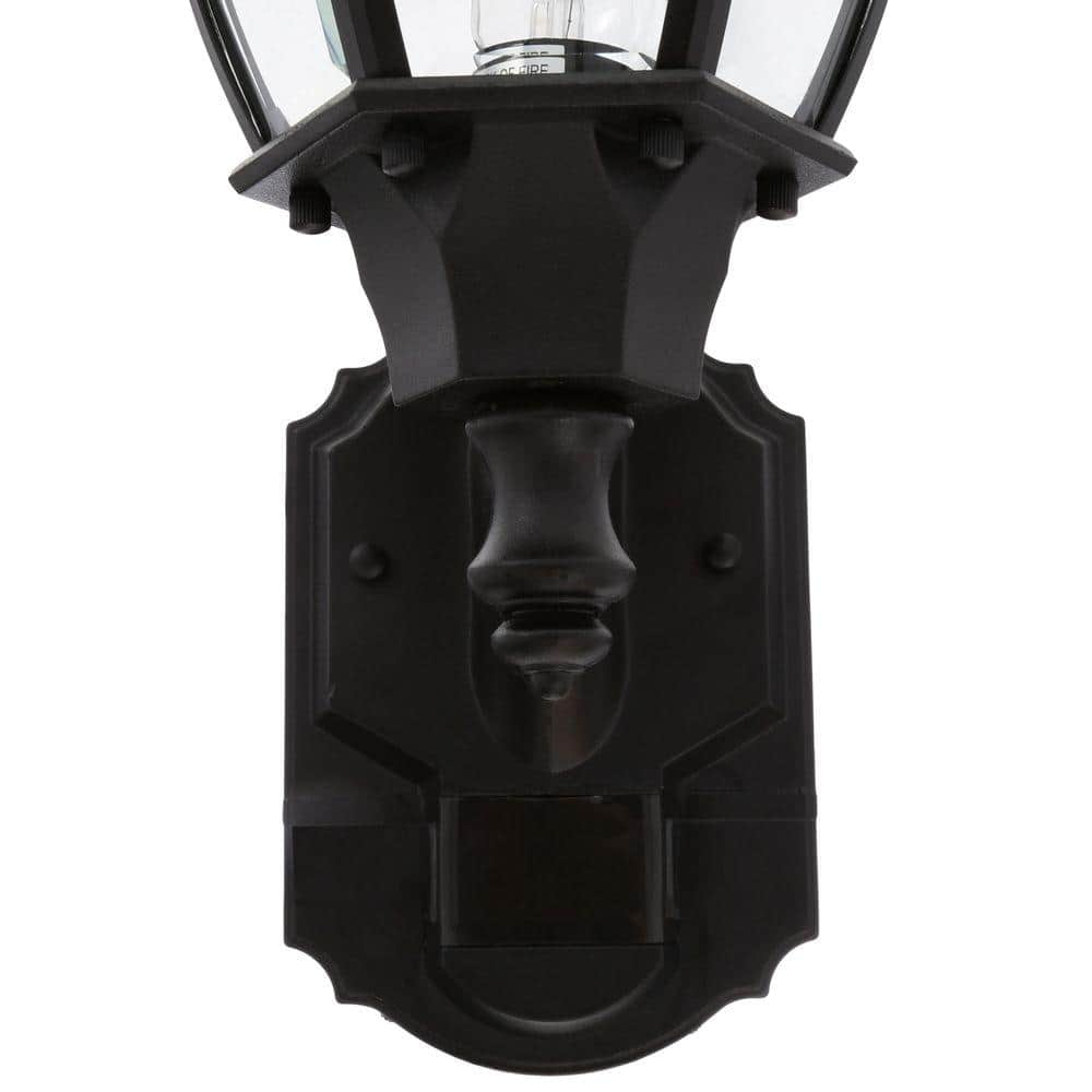 Hampton Bay Alexandria 180° Black Motion-Sensing Outdoor Decorative Wall Lantern Sconce