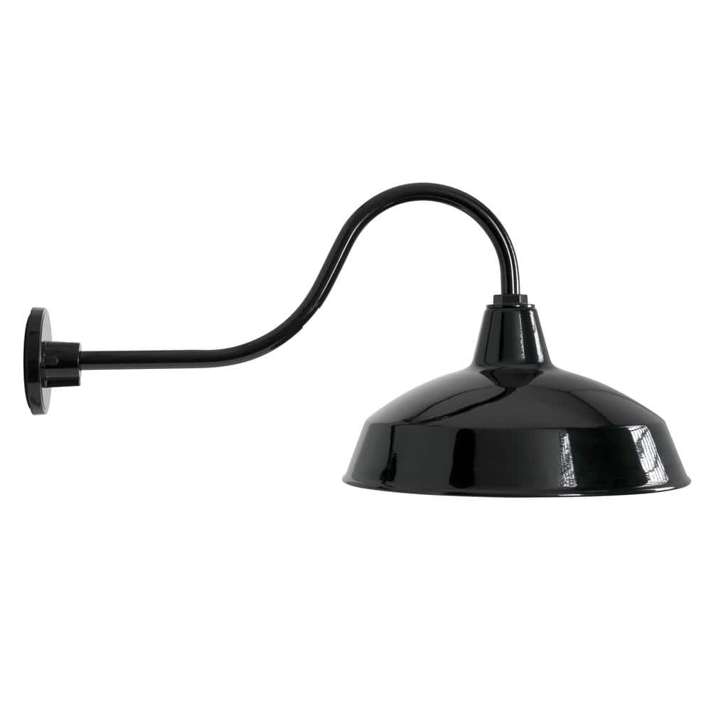 Hampton Bay 1-Light Black Outdoor Barn Wall Lantern Sconce