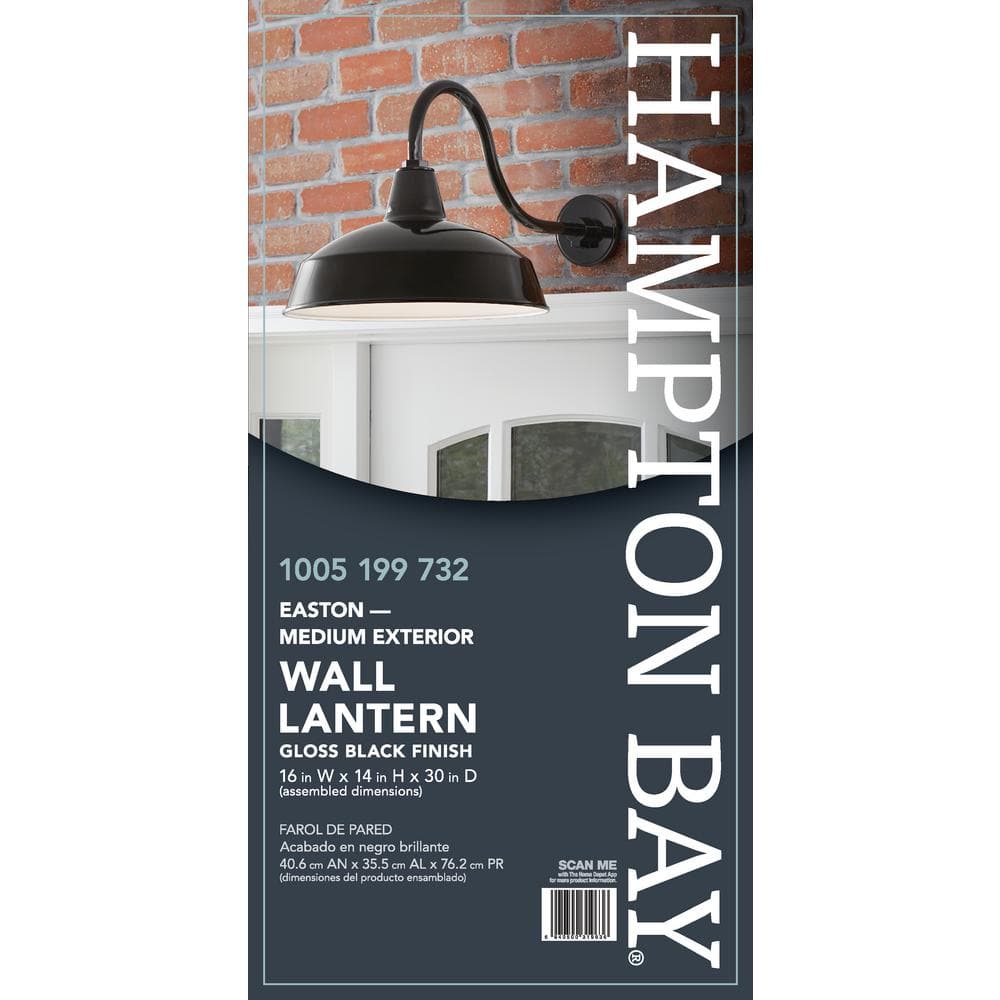 Hampton Bay 1-Light Black Outdoor Barn Wall Lantern Sconce