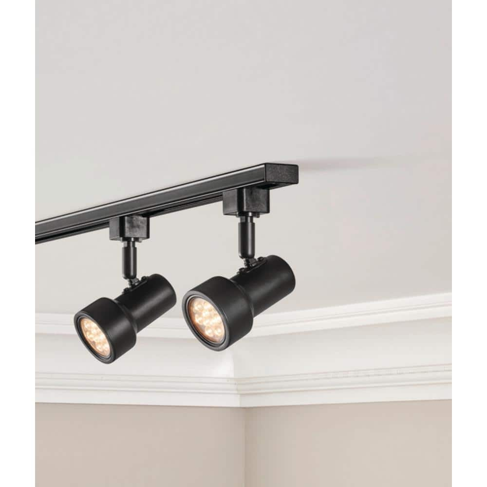 Hampton Bay 1-Light Black Integrated LED Mini-Step Linear Track Lighting Head