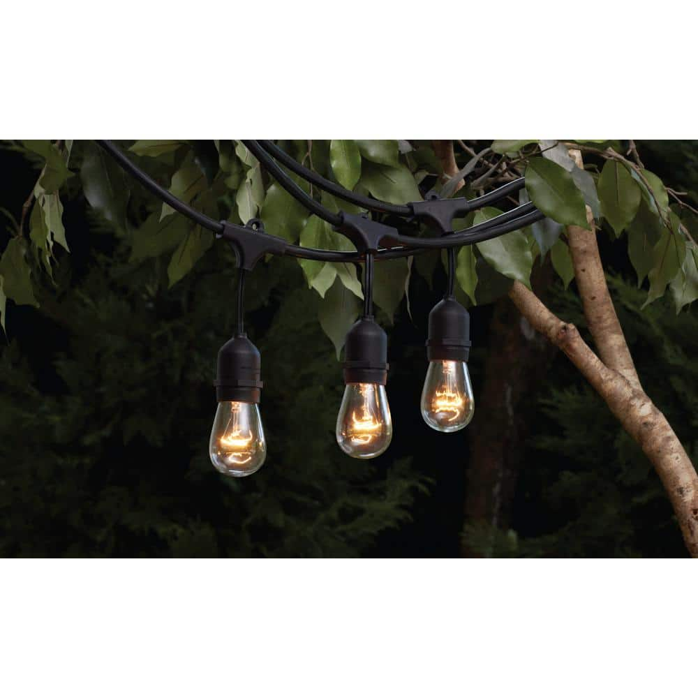 Hampton Bay 12-Light 24 ft. Black Commercial Incandescent String Light