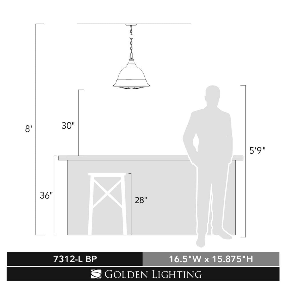 Golden Lighting Bartlett 2-Light Black Patina Pendant