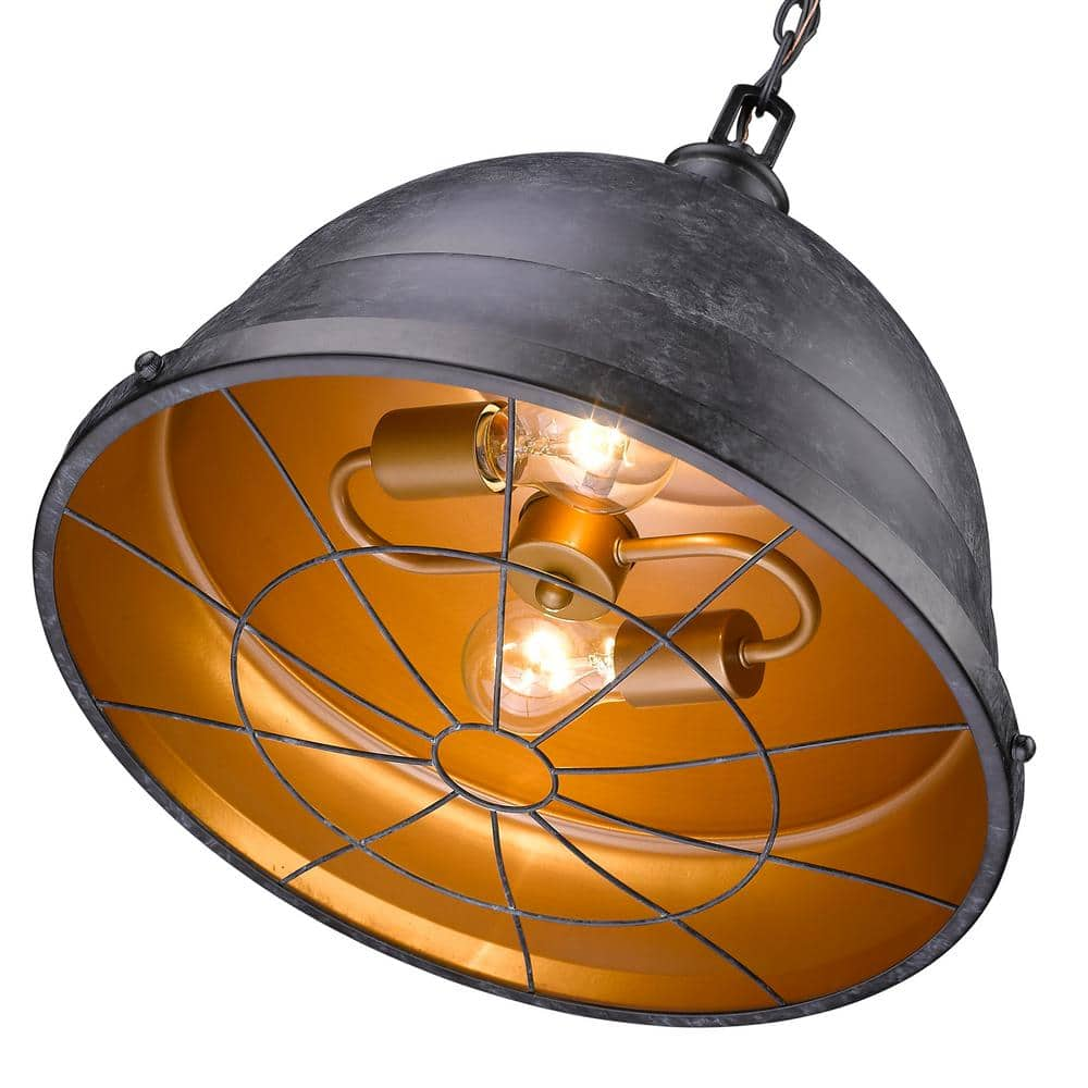 Golden Lighting Bartlett 2-Light Black Patina Pendant