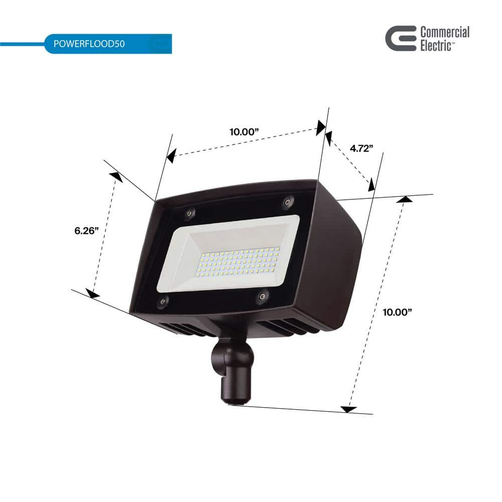 Commercial Electric 350-Watt Equivalent Integrated Outdoor LED Flood Light, 5000 Lumens, Dusk to Dawn Security Light