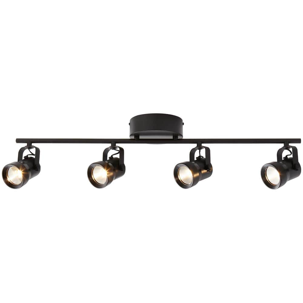 Hampton Bay Mountainbrook 2 ft. 4-Light Bronze Integrated LED Fixed Track Lighting Kit with Metal Shade