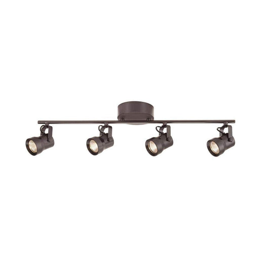 Hampton Bay Mountainbrook 2 ft. 4-Light Bronze Integrated LED Fixed Track Lighting Kit with Metal Shade