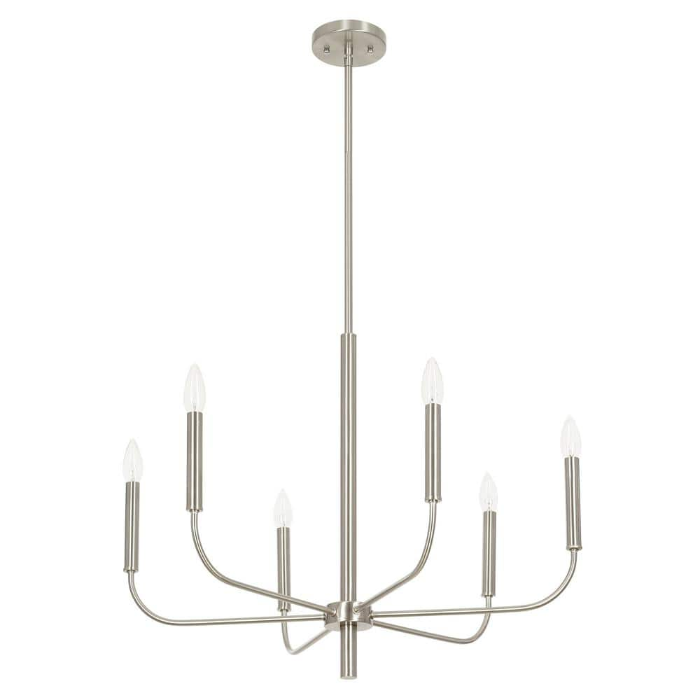 Alsy 6-Light Brushed Nickel Classic Candlestick Chandelier