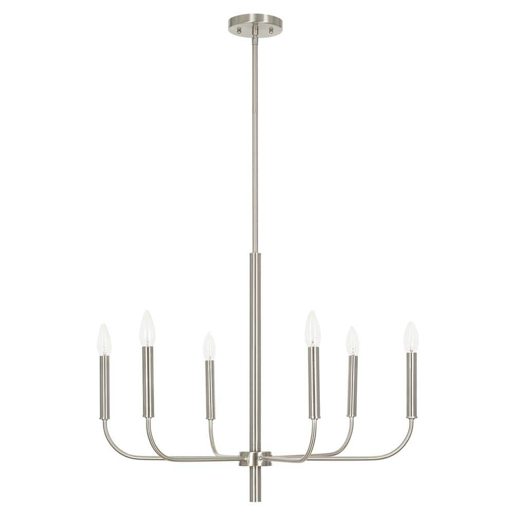 Alsy 6-Light Brushed Nickel Classic Candlestick Chandelier