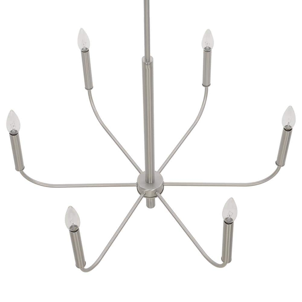 Alsy 6-Light Brushed Nickel Classic Candlestick Chandelier