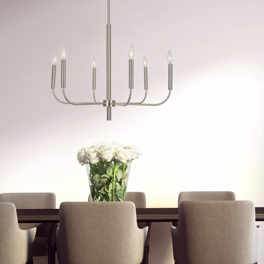 Alsy 6-Light Brushed Nickel Classic Candlestick Chandelier